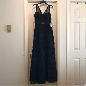 Adrianna Papell sleeveless tule chiffon gown